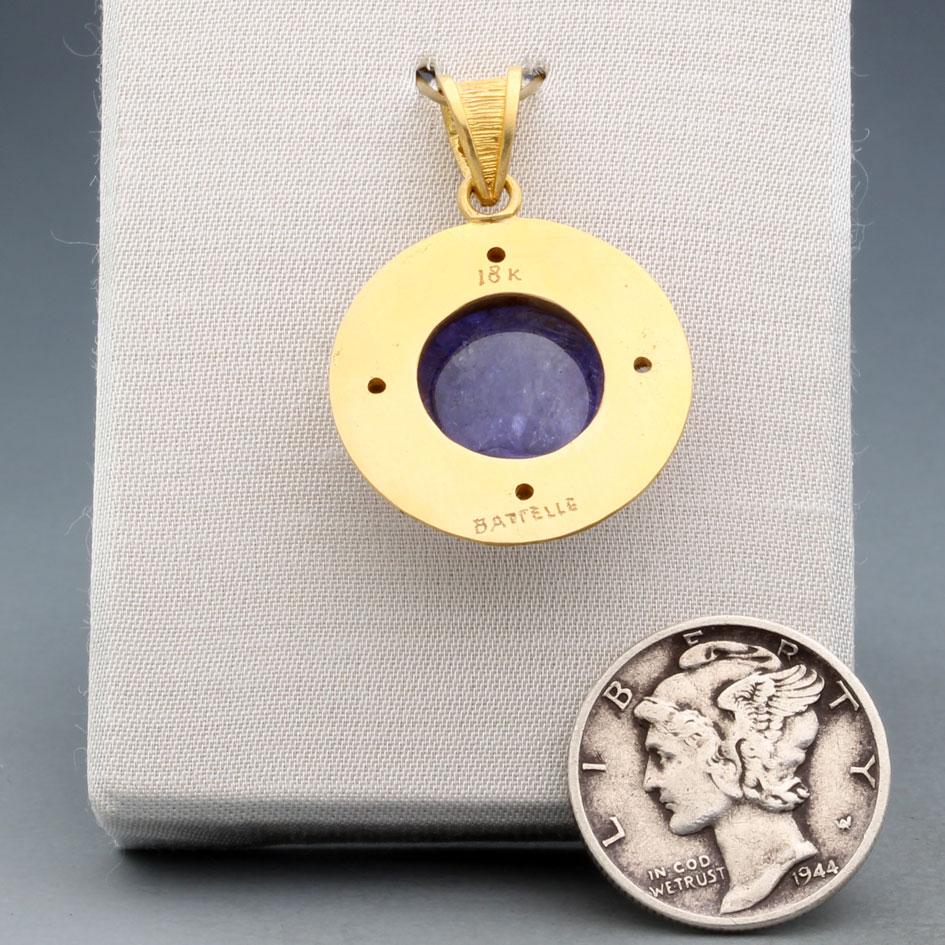 da uomo o donna Steven Battelle Ciondolo in oro 18 carati con tanzanite e diamanti taglio rosa da 5,5 carati in vendita