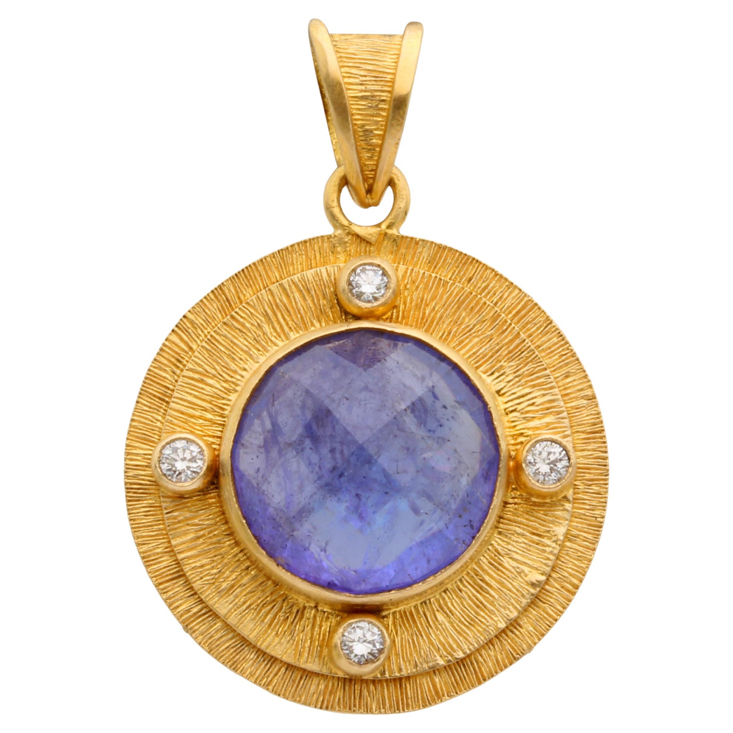 Steven Battelle 5.5 Carats Rose-Cut Tanzanite Diamond 18K Gold Pendant