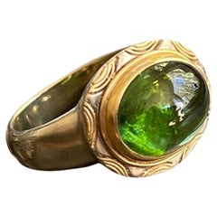 Steven Battelle Anello con tormalina verde da 5,6 carati in oro bianco 14 carati e oro giallo 18 carati