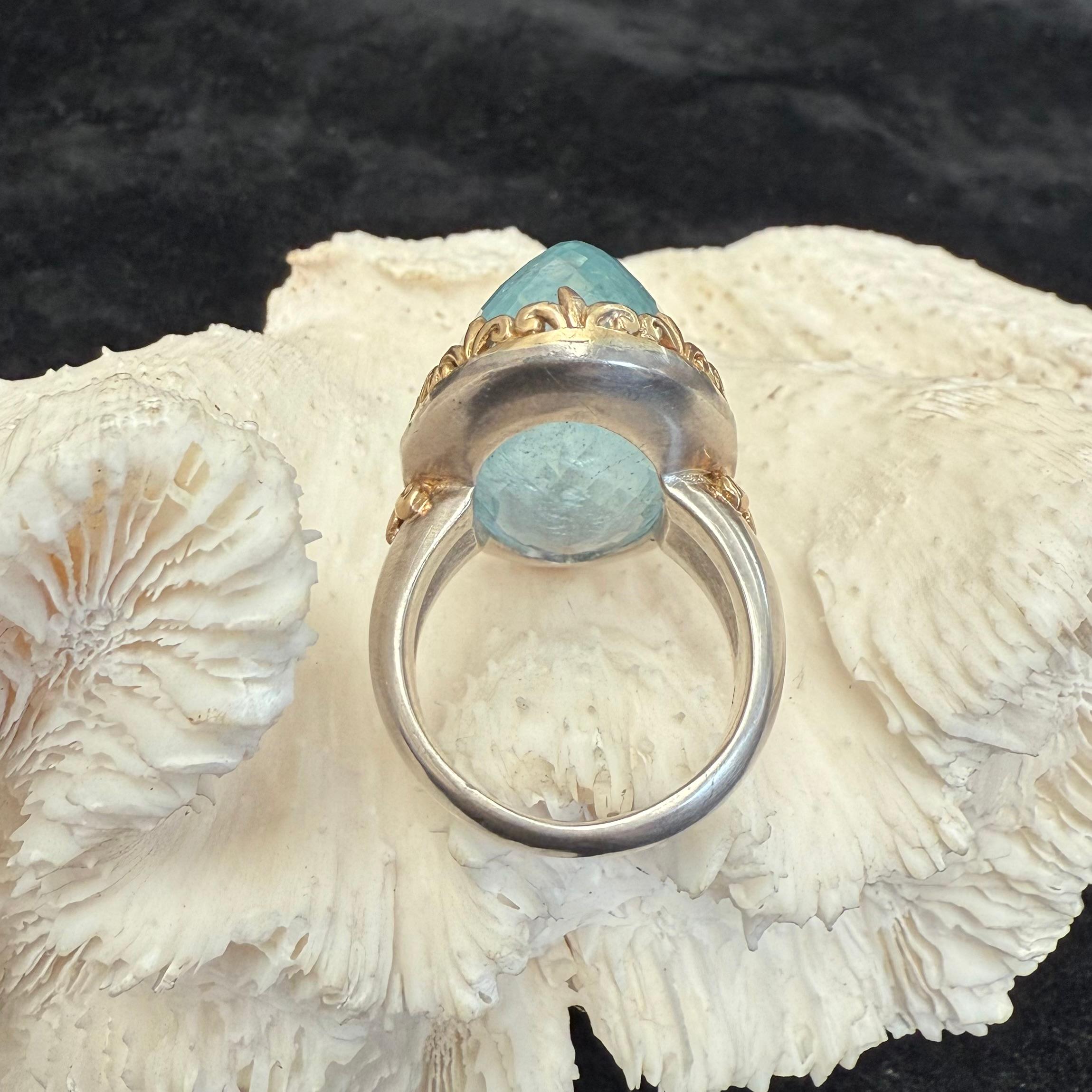 Bague Steven Battelle 57,0 carats aigue-marine or 18K/étalons en vente 5