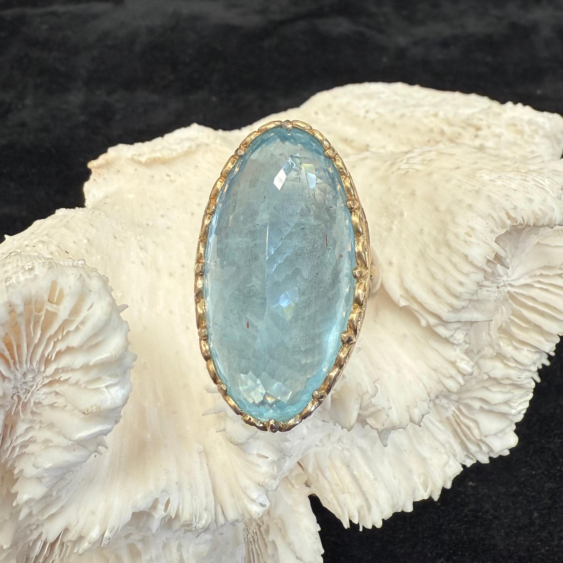 Bague Steven Battelle 57,0 carats aigue-marine or 18K/étalons en vente 7