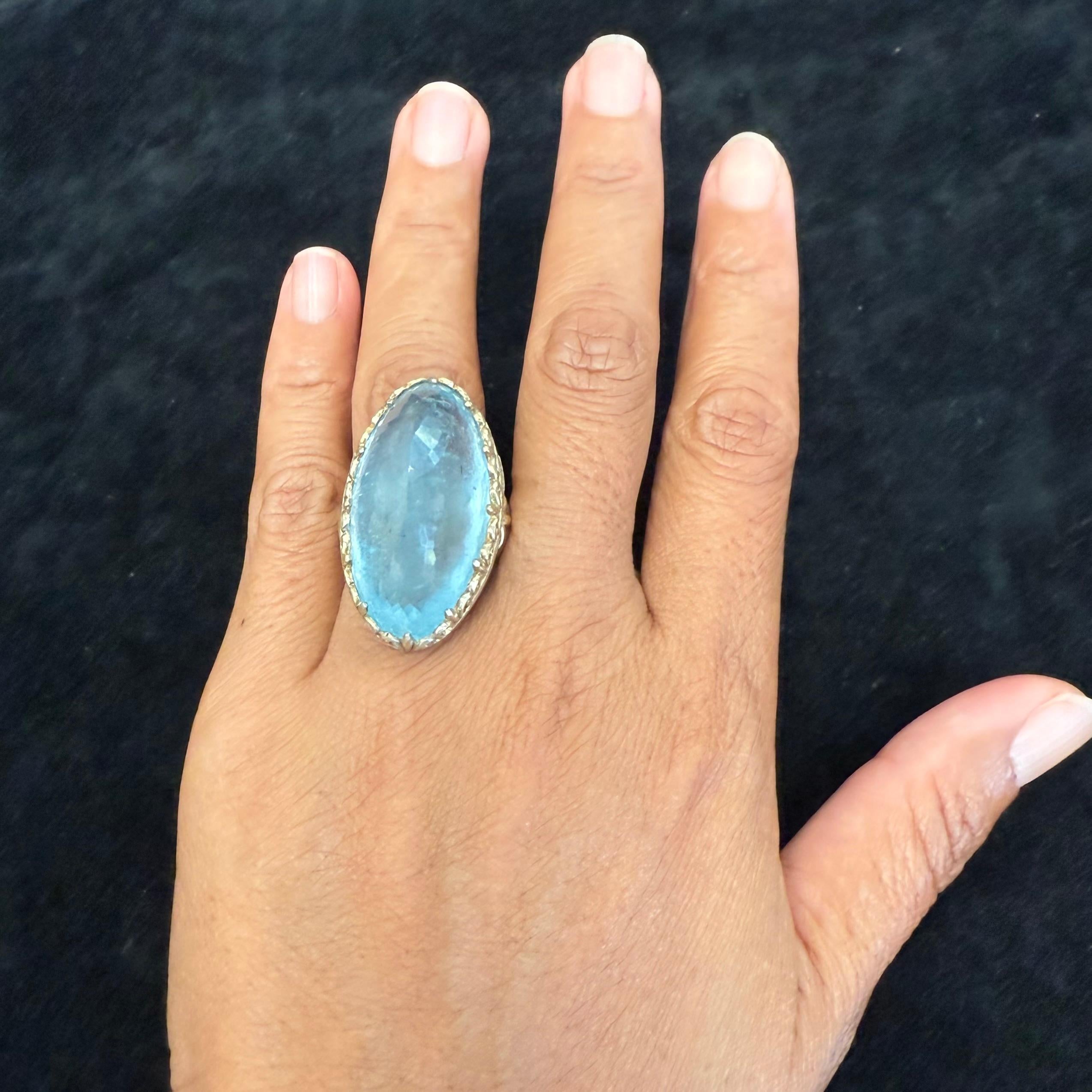 Bague Steven Battelle 57,0 carats aigue-marine or 18K/étalons en vente 8