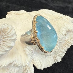 Steven Battelle 57.0 Carat Aquamarine 18K Gold/Sterling Ring