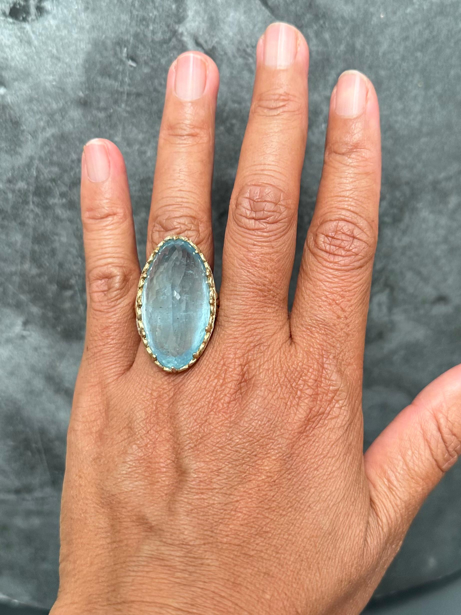 Bague Steven Battelle 57,0 carats aigue-marine or 18K/étalons en vente 1