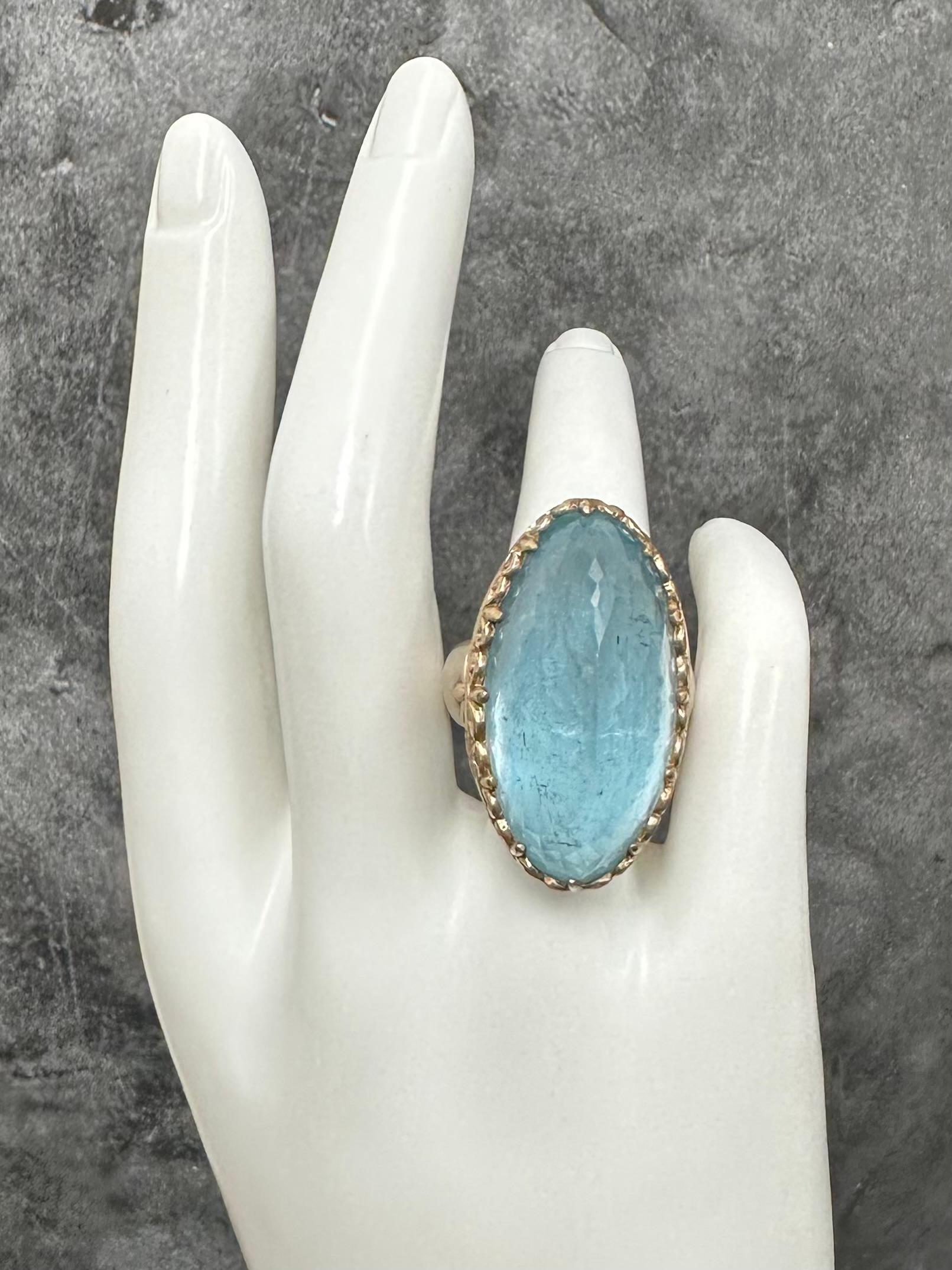 Bague Steven Battelle 57,0 carats aigue-marine or 18K/étalons en vente 2