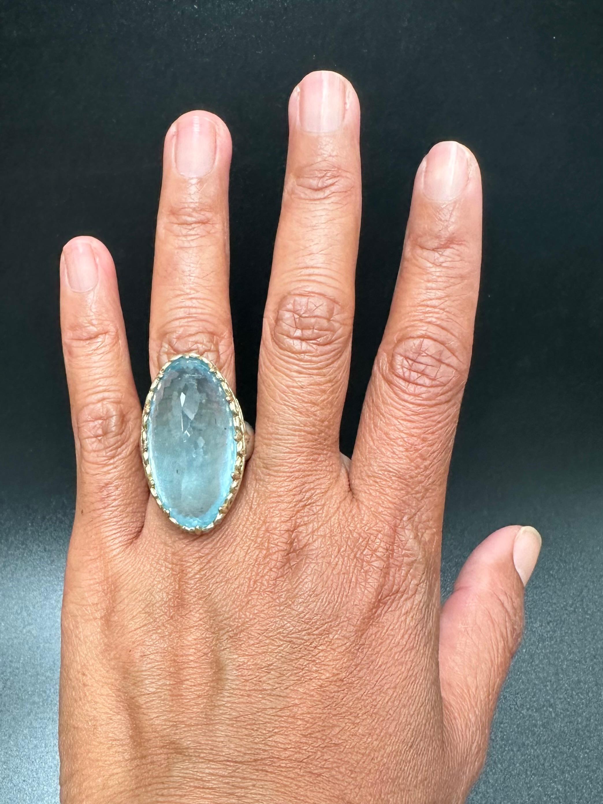 Steven Battelle 57.0 Karat Aquamarin Sterlingsilber 18K Gold Ring 4