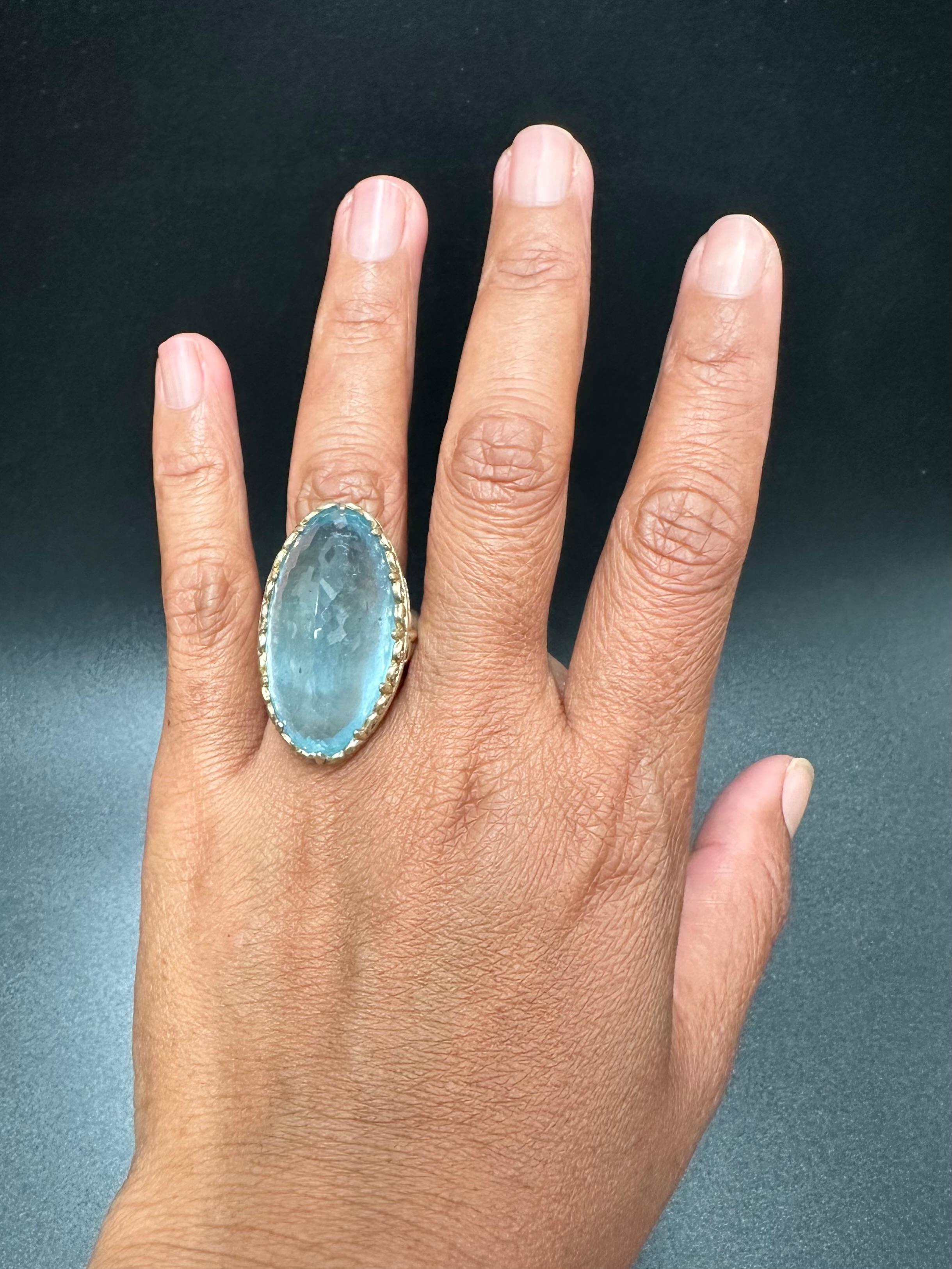 Steven Battelle 57.0 Karat Aquamarin Sterlingsilber 18K Gold Ring 3
