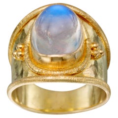 Steven Battelle 5.9 Carat Rainbow Moonstone 18K Gold Ring