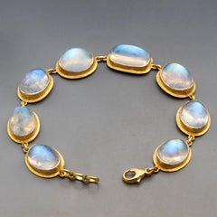 Steven Battelle 59 Karat Regenbogen Mondstein 18K Gold/Silber Armband
