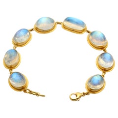 Steven Battelle 59 Carati Pietra di Luna Arcobaleno Bracciale in Oro/Argento 18K Steven Battelle 59 Carati Pietra di Luna Arcobaleno Bracciale in Oro/Argento 18K