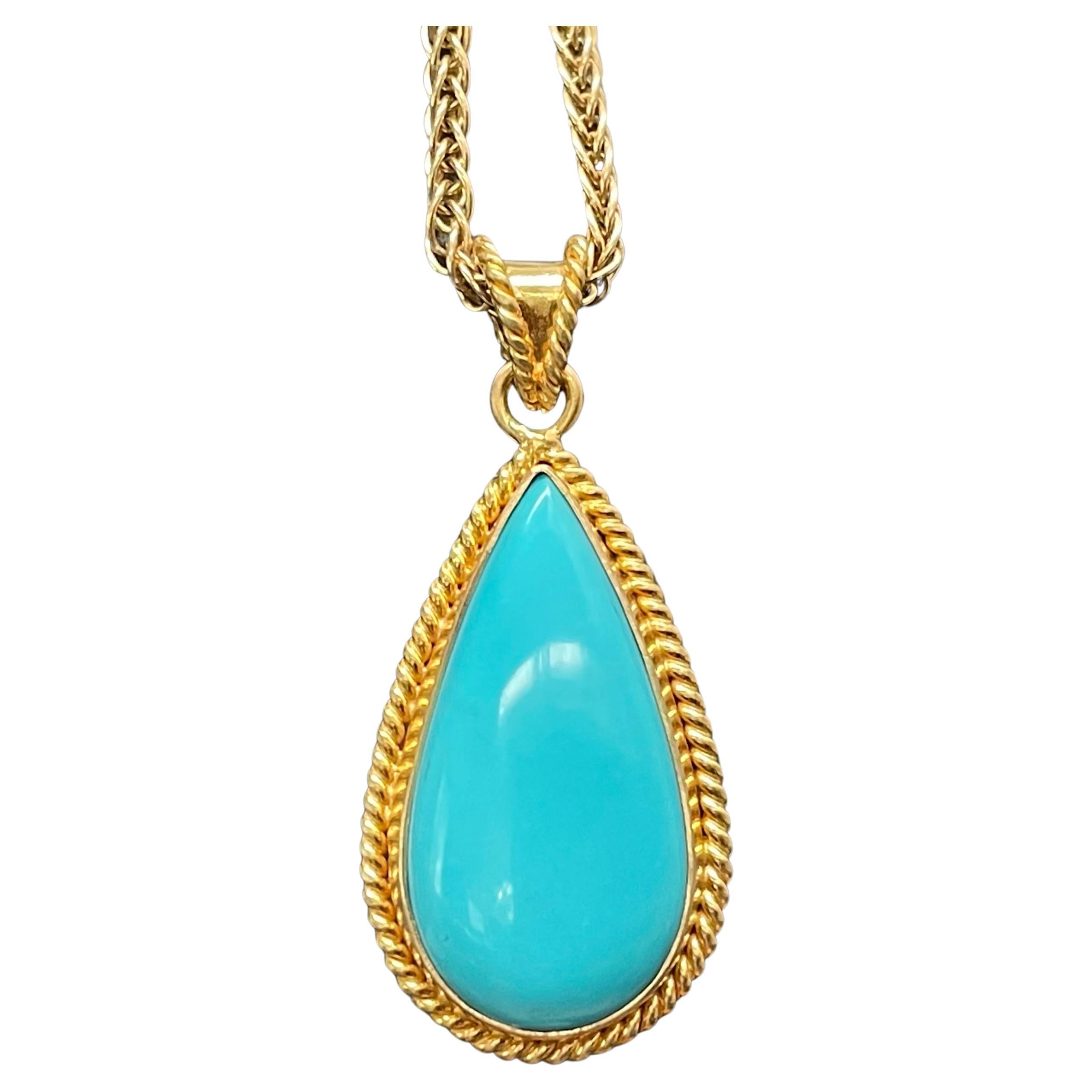 16” Natural Turquoise Blue Sleeping Beauty Mine Drop shape necklace 5mm-15mm 