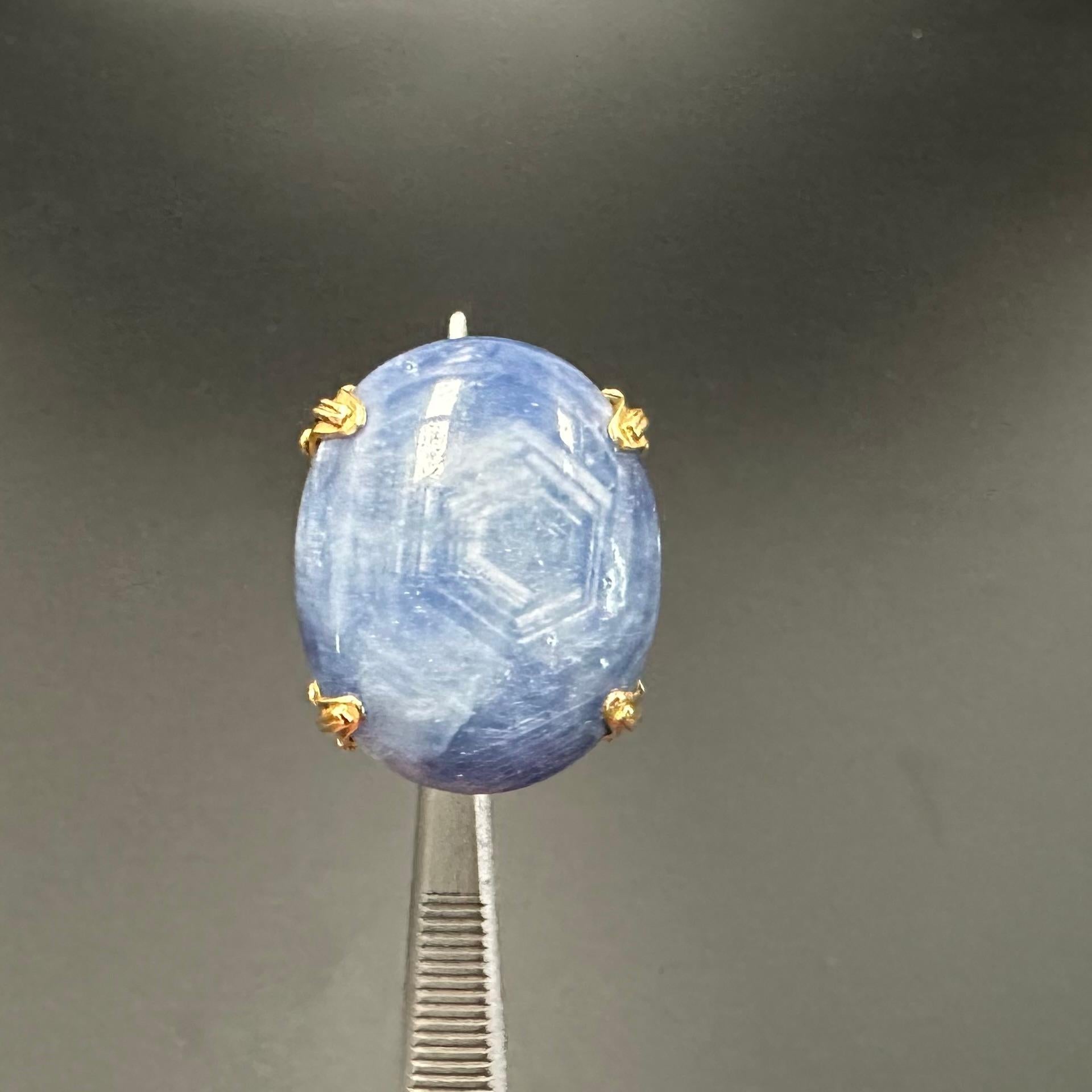 Steven Battelle 18 Karat Goldring mit 60.0 Karat großem blauem Saphir und Cabochon im Angebot 6