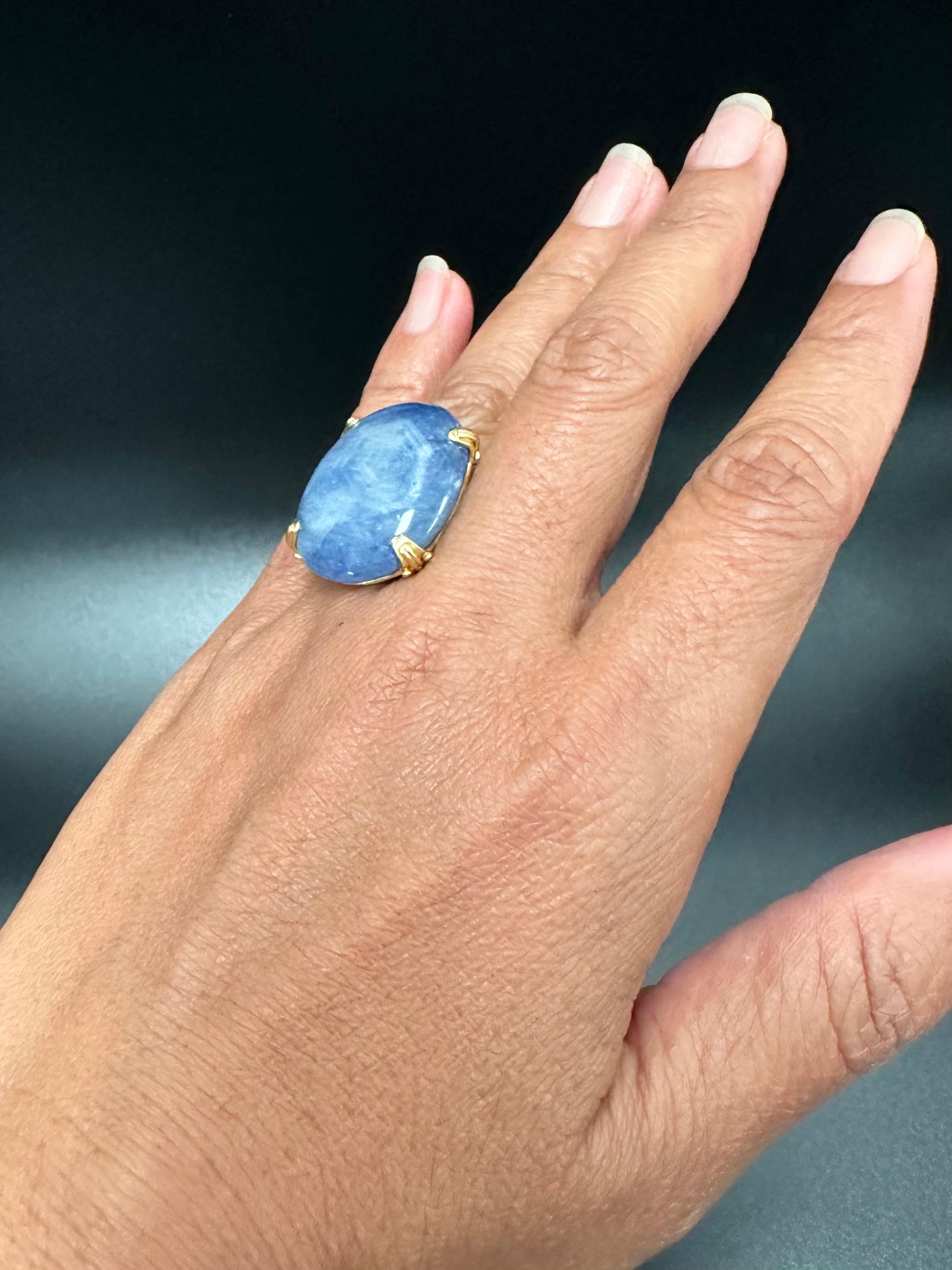 Steven Battelle 18 Karat Goldring mit 60.0 Karat großem blauem Saphir und Cabochon im Angebot 8