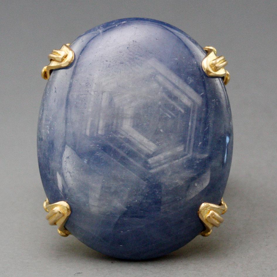 Steven Battelle 18 Karat Goldring mit 60.0 Karat großem blauem Saphir und Cabochon im Zustand „Neu“ im Angebot in Soquel, CA