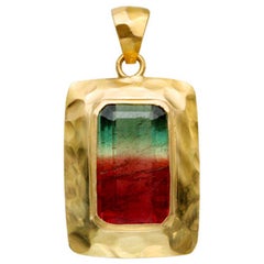 Steven Battelle 6.1 Carats Watermelon Tourmaline 18K Gold Pendant