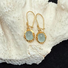 Steven Battelle 6.2 Carats Aquamarine 18K Gold Wire Earrings