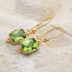 Steven Battelle 6.2 Carats Peridot 18K Gold Wire Earrings