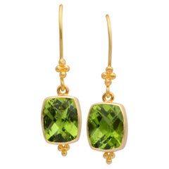 Steven Battelle 6.2 Carats Peridot 18K Gold Wire Earrings