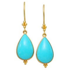 Steven Battelle 6.3 Carat Sleeping Beauty Turquoise 18K Earrings