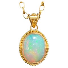 Steven Battelle Pendentif en or 18 carats avec opale éthiopienne granulée de 6,3 carats