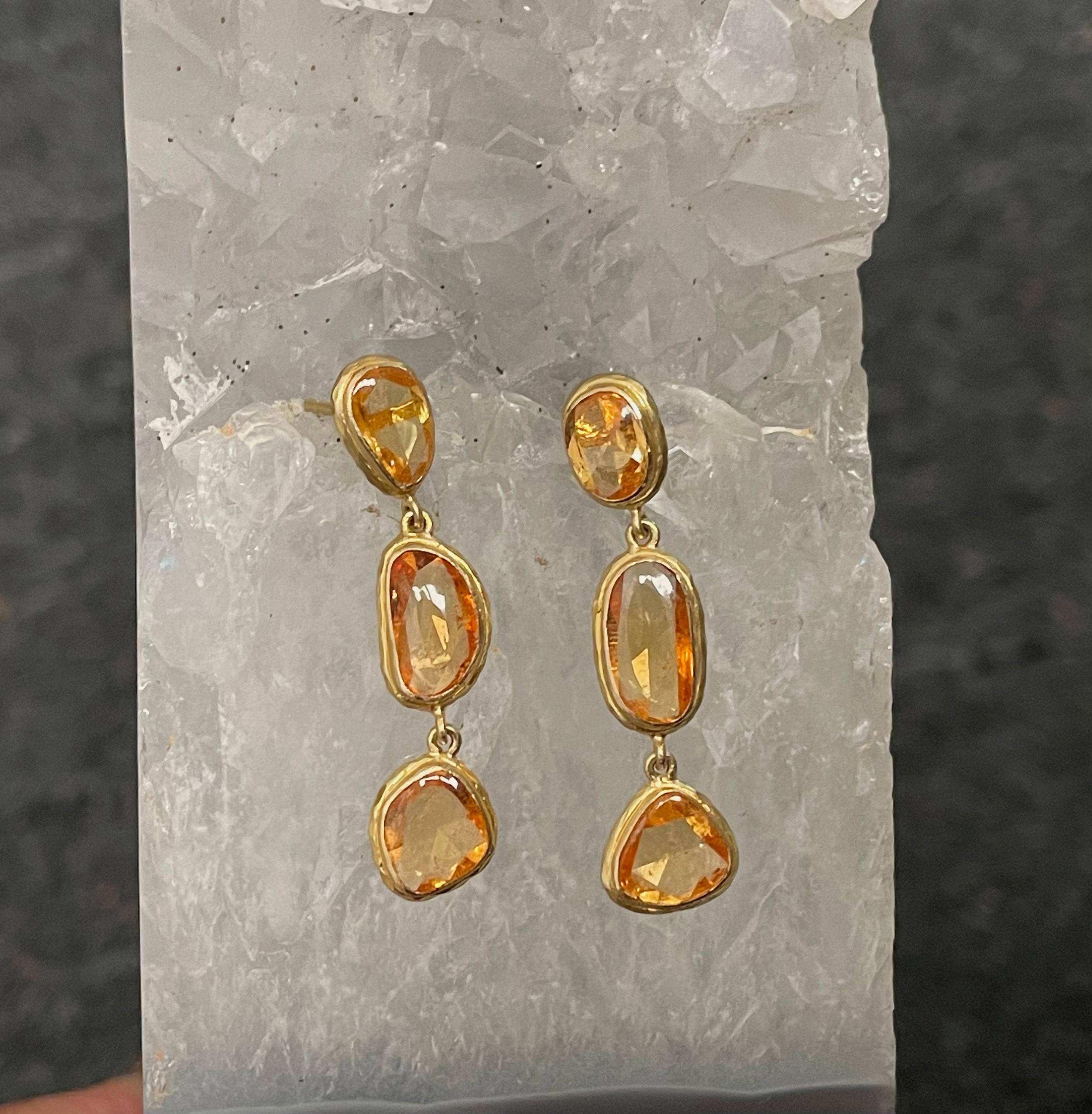 Mixed Cut Steven Battelle 6.4 Carats Yellow Sapphire 18K Gold Post Earrings