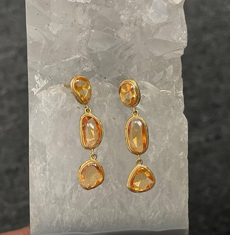 Steven Battelle 6.4 Carats Yellow Sapphire 18K Gold Post Earrings at ...