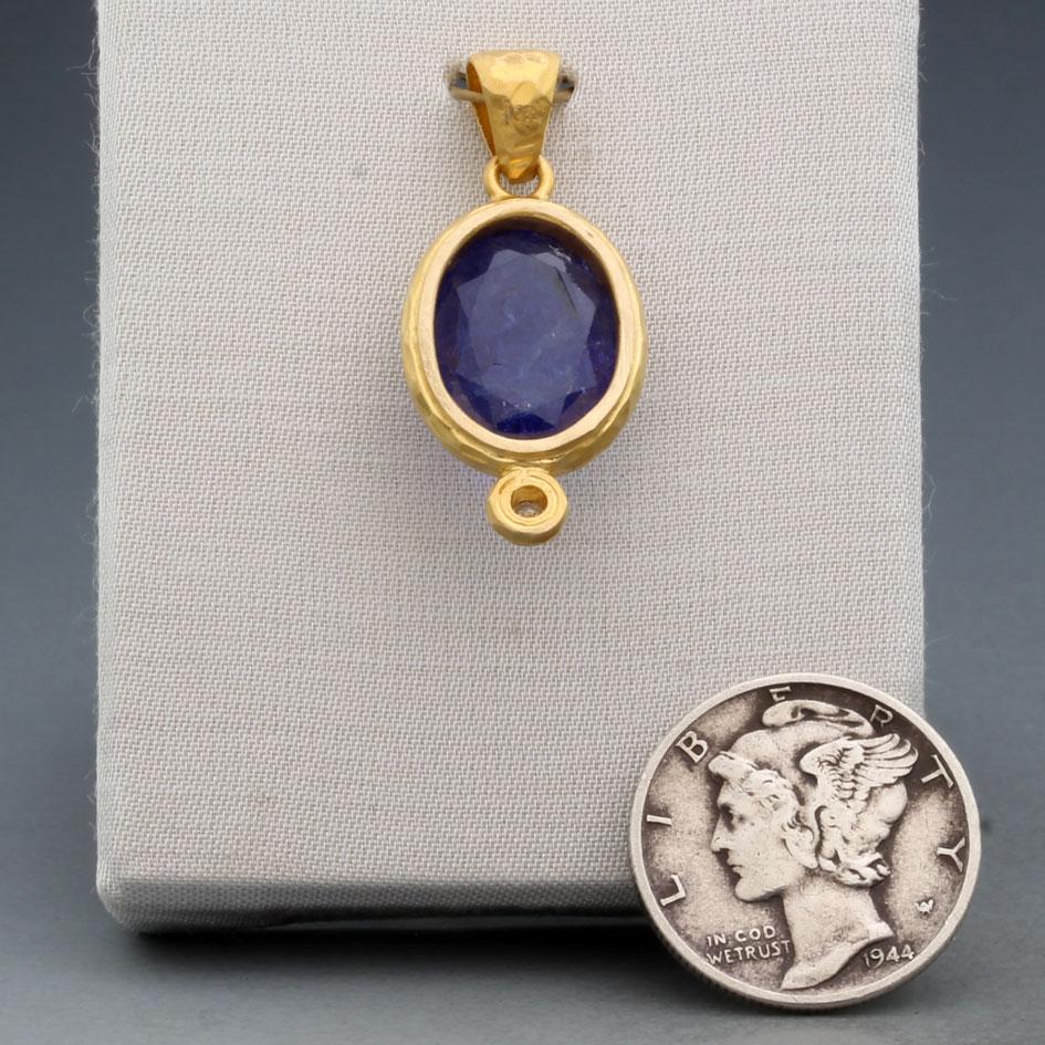 Steven Battelle 6.5 Carats Tanzanite Diamond 18K Gold Pendant For Sale 1