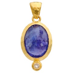 Steven Battelle 6.5 Carats Tanzanite Diamond 18K Gold Pendant