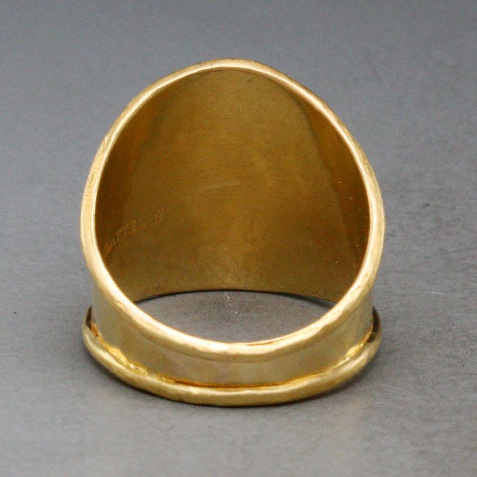 Cabochon Steven Battelle 6.6 Carat Rainbow Moonstone 18K Gold Ring For Sale
