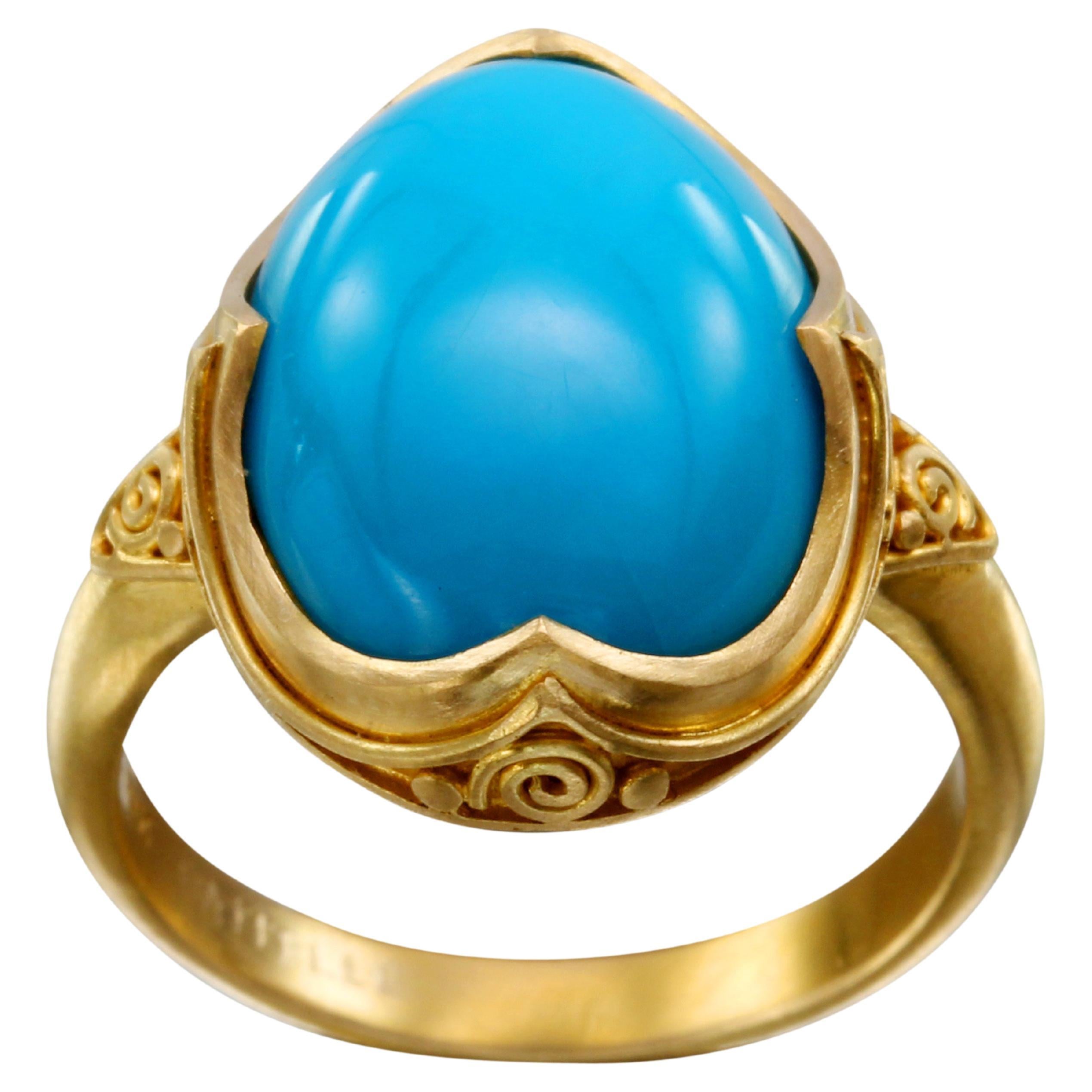 Steven Battelle 7.1 Carats Arizona Turquoise 18K Gold Ring