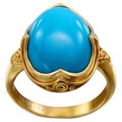 Steven Battelle 7.1 Carats Arizona Turquoise 18K Gold Ring