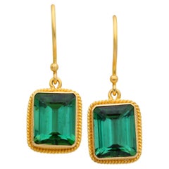 Steven Battelle 7,1 Karat brasilianischer blau-grüner Turmalin 18K Gold Ohrringe