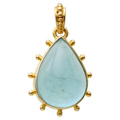 Steven Battelle 7.1 Carats Cabochon Aquamarine 18K Gold Pendant Steven Battelle 7.1 Carats Cabochon Aquamarine 18K Gold Pendant