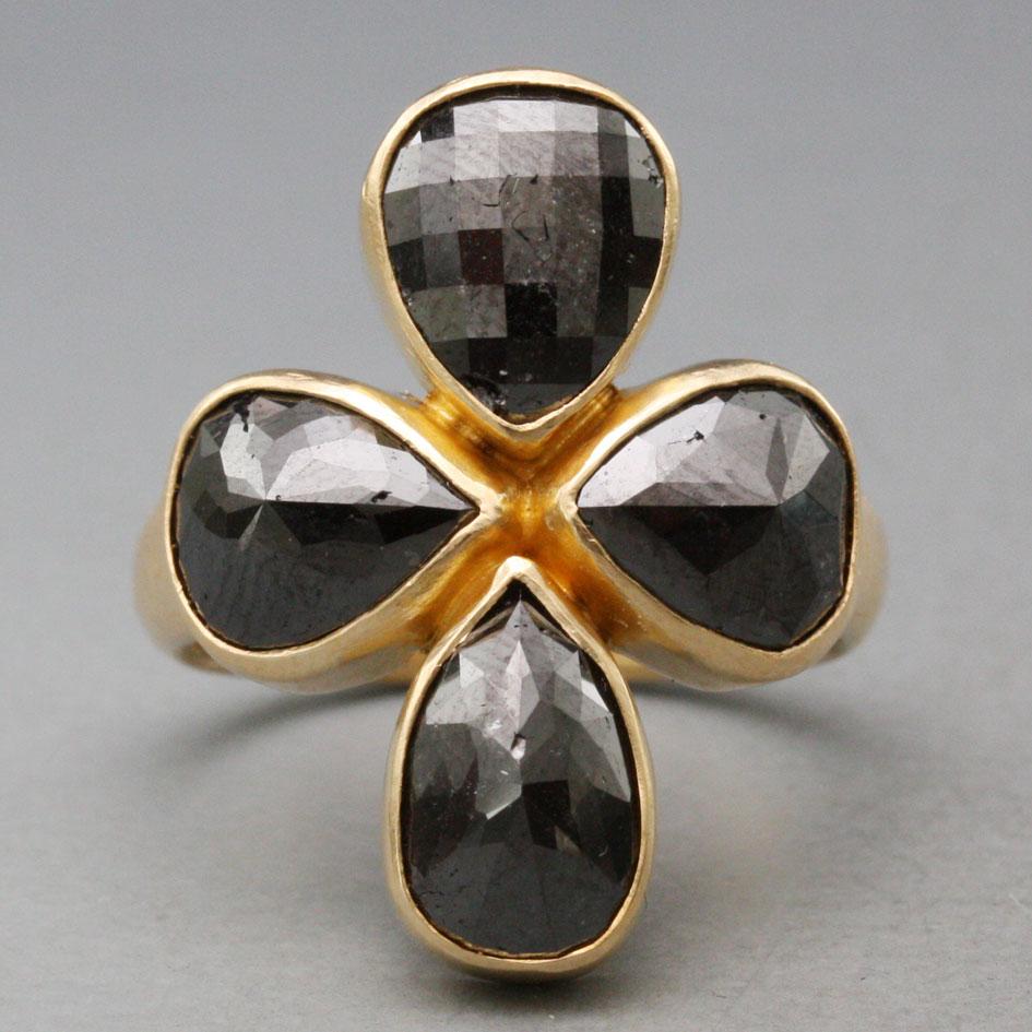 For Sale:  Steven Battelle 7.4 Carats Black Diamond Multi-Stone 18K Ring 2
