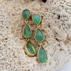 Steven Battelle 7.4 Carats Emerald 18K Gold Post Earrings
