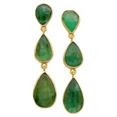 Steven Battelle 7,4 Karat Smaragd 18K Gold Post Ohrringe
