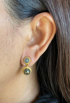 Steven Battelle 7.5 Carats Rose Cut Diamond 22K Gold Post Earrings