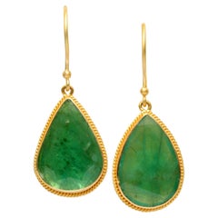 Steven Battelle 8.1 Carats Emerald 18K Drop Earrings