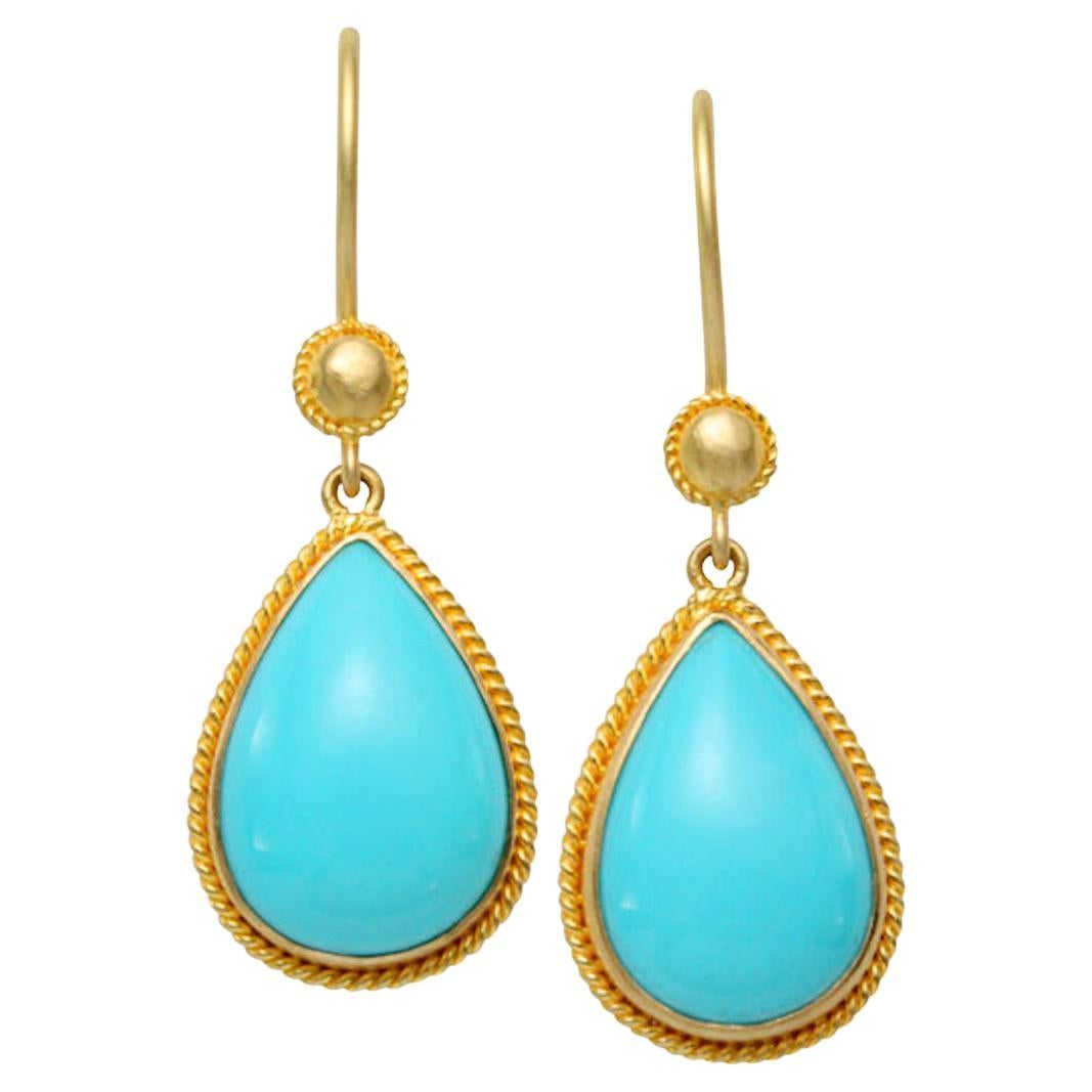 Brass Wrapped Stab Turq - Earrings main image 1