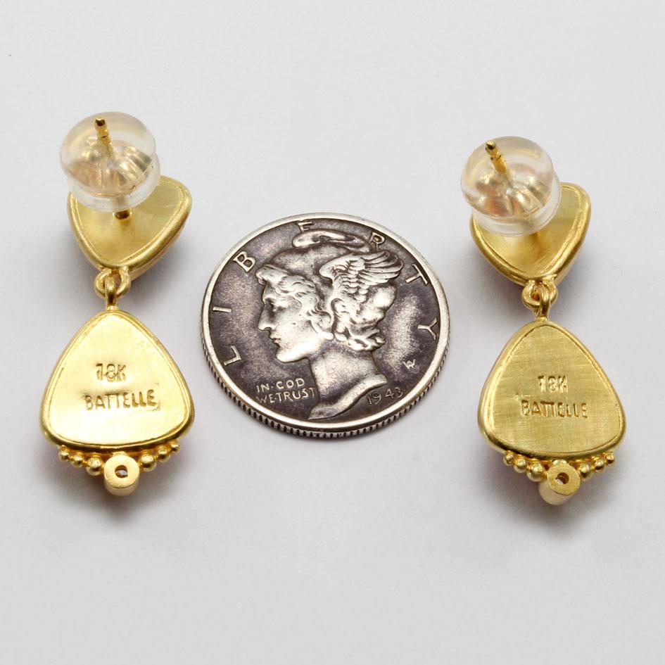 Contemporary Steven Battelle 8.4 Carats Pink Tourmaline Diamond 18K Gold Post Earrings For Sale