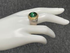 Steven Battelle 8.5 Carats Green Tourmaline Mens Silver / 18k Gold Ring