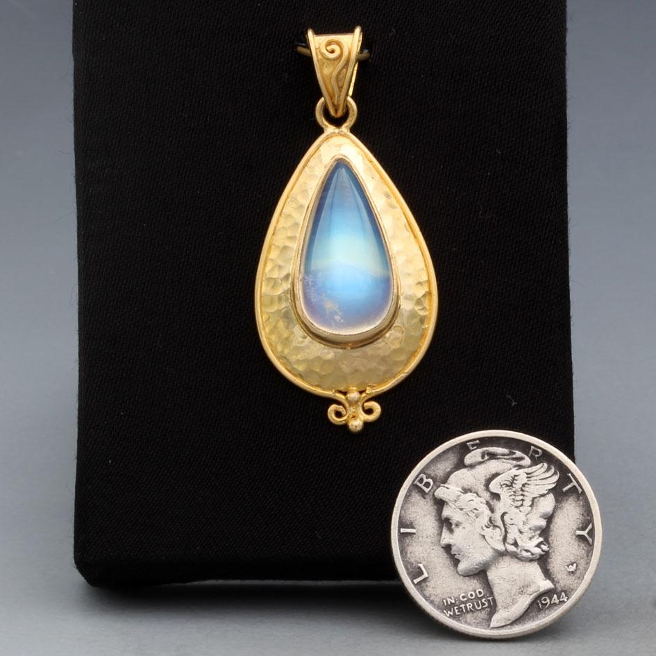 Steven Battelle Pendentif en or 18 carats avec pierre de lune arc-en-ciel de 8,5 carats Neuf - En vente à Soquel, CA