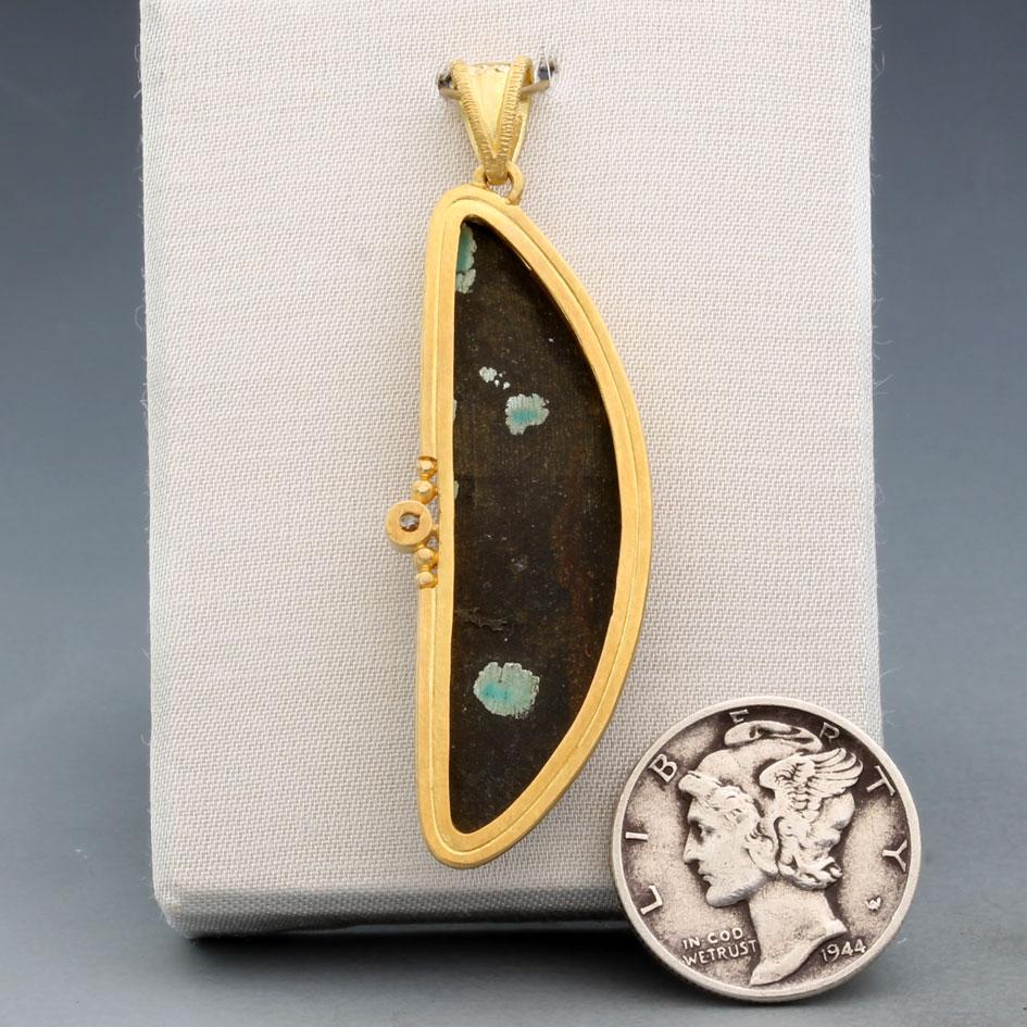 Steven Battelle Pendentif en or 18 carats avec turquoise et diamants de 8,7 carats Neuf - En vente à Soquel, CA