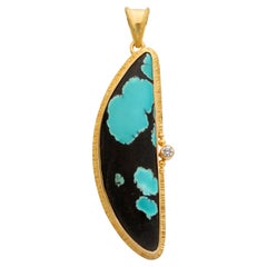 Steven Battelle Pendentif en or 18 carats avec turquoise et diamants de 8,7 carats