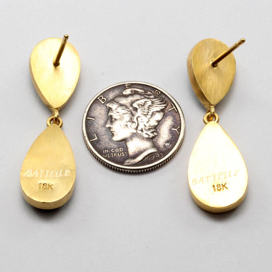Steven Battelle 8.7 Carats Zambian Emeralds 18K Gold Post Earrings For Sale 5