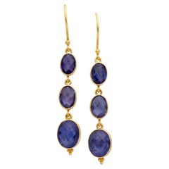 Steven Battelle 8.8 Carats Tanzanite 18K Gold Earrings