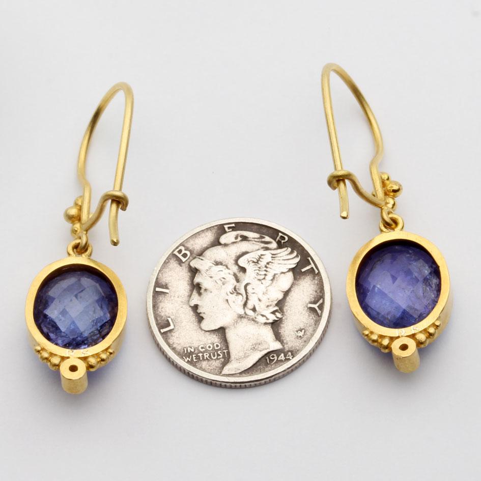 Steven Battelle 9.0 Carats Tanzanite Diamond 18K Gold Earrings In New Condition For Sale In Soquel, CA