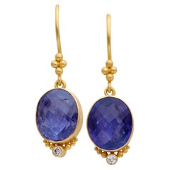 Steven Battelle 9.0 Carats Tanzanite Diamond 18K Gold Earrings