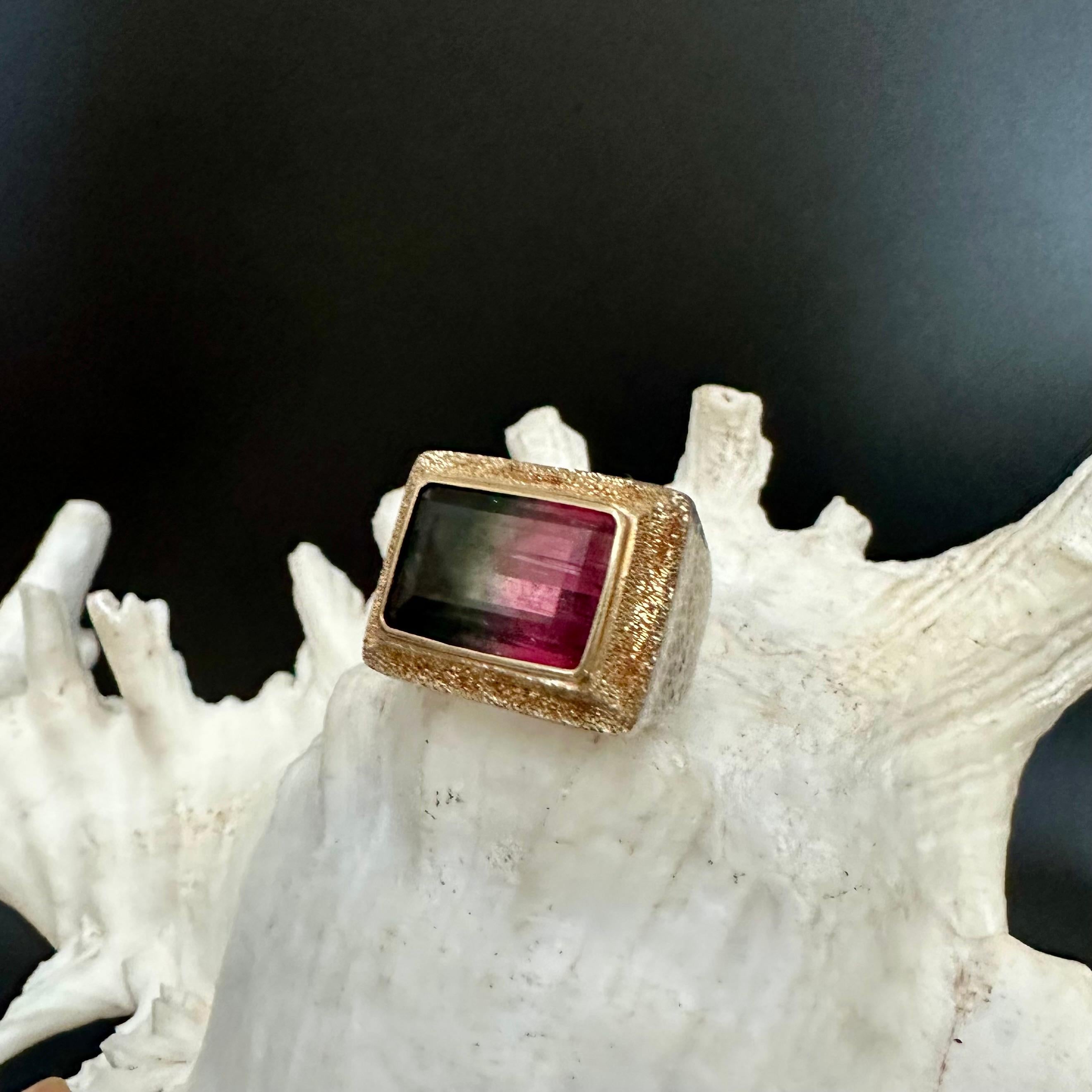 Steven Battelle, bague en or 18 carats, tourmaline melon d'eau 9,0 carats en vente 5