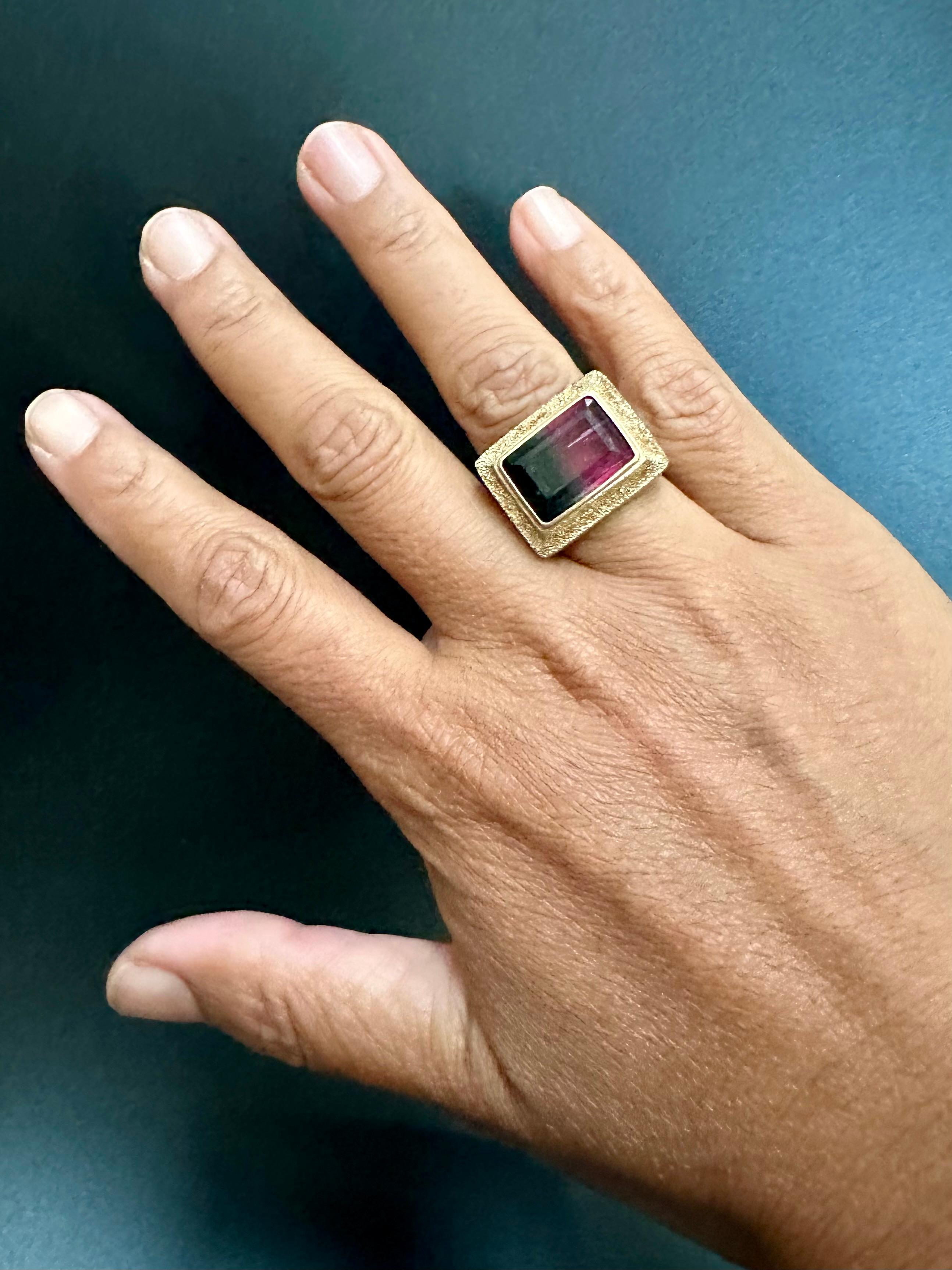 Steven Battelle, bague en or 18 carats, tourmaline melon d'eau 9,0 carats en vente 7